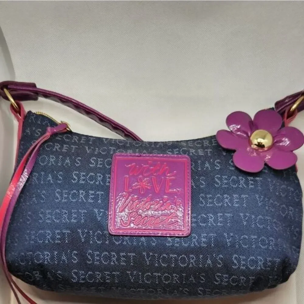 Victoria Secret With Love Vintage Denim Hobo Bag‎ Womens Purse Shoulder Bag
